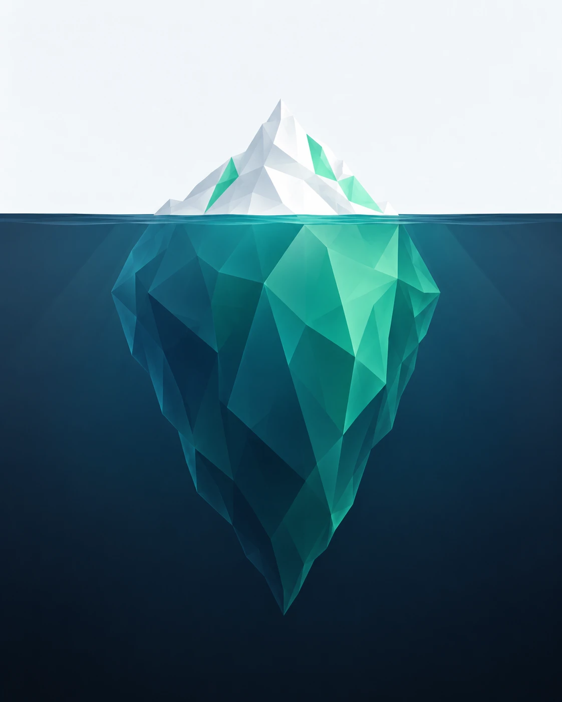 Illustration d'un iceberg : une petite partie visible au-dessus de l'eau, une grande partie immergée.
